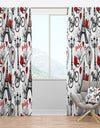 Paris Eiffel Red Hearts I - Mid-Century Modern Curtain Panels