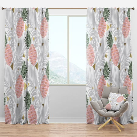 Carson Carrington Tannefors 'Pineappple On Tropical Leaves - Curtain Panels