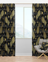 Golden Pineapple On Black - Mid-Century Modern Curtain Panels