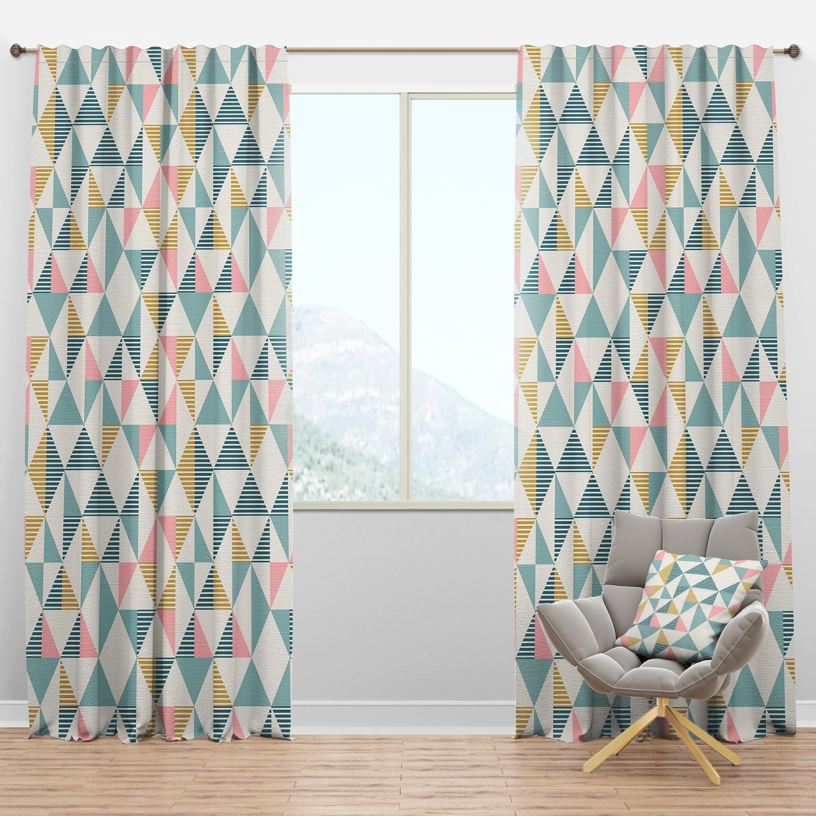 Diamond Retro I - Mid-Century Modern Curtain Panels