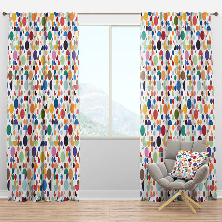 Retro Abstract Circular I - Mid-Century Modern Curtain Panels