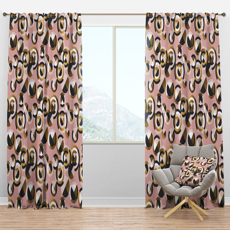 Circular geometric shapes retro pattern - Mid-Century Modern Curtain Panels