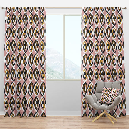 Abstract Geometric Circular Retro I - Mid-Century Modern Curtain Panels