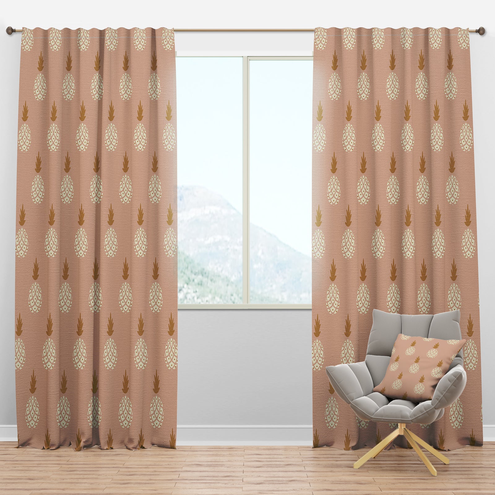 Pineapple Summer Bliss VII - Mid-Century Modern Curtain Panels
