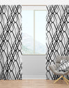 Monochrome Geometric Pattern III - Mid-Century Modern Curtain Panels