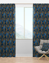 Geometric abstract waves in gold and marine blue - Mid-Century Modern Curtain Panels