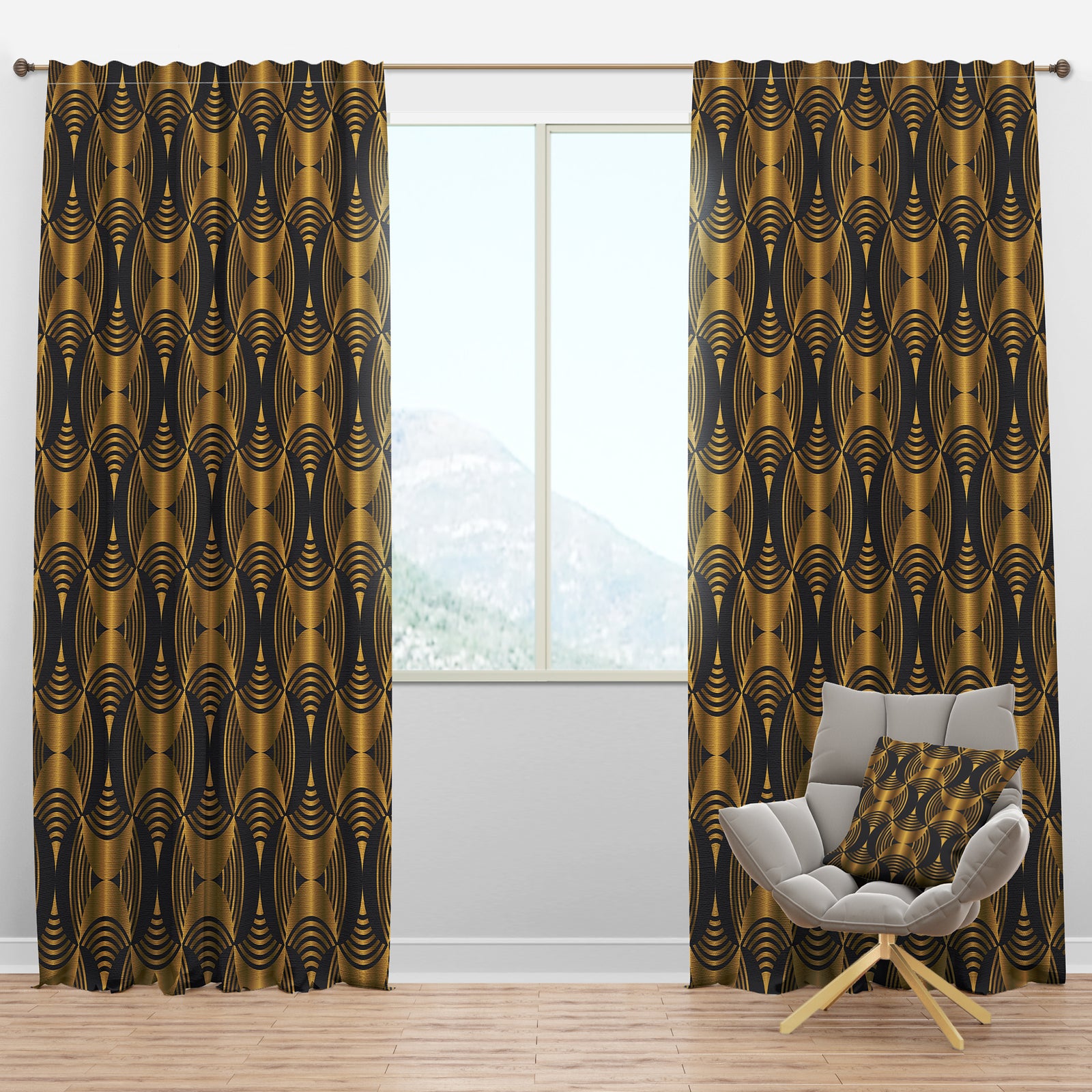 Art Deco style modern pattern - Mid-Century Modern Curtain Panels