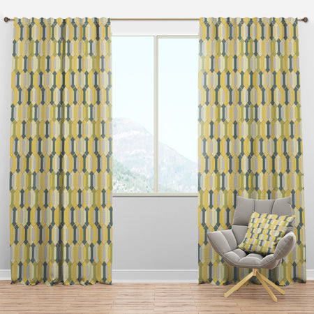 Abstract Retro Geometrical Design II - Mid-Century Modern Curtain Panels