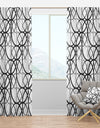 Monochrome Geometric Pattern - Mid-Century Modern Curtain Panels