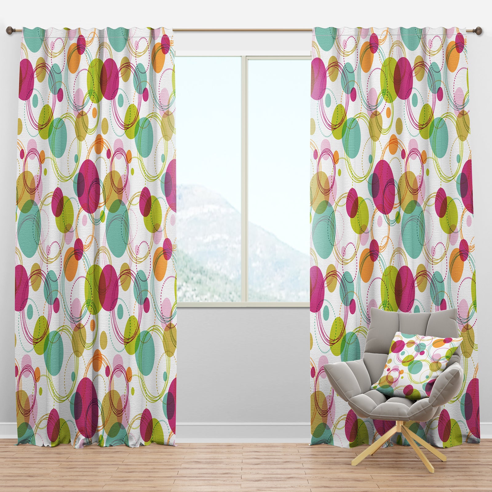 Retro Circular Design II - Mid-Century Modern Curtain Panels