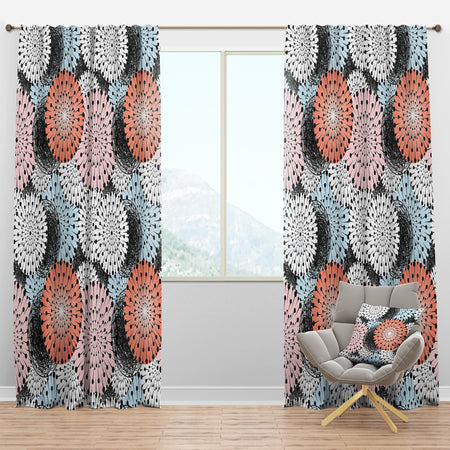 Retro Abstract Flower Design I - Mid-Century Modern Curtain Panels