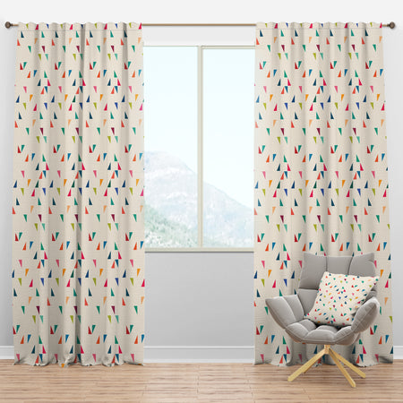 Abstract Triangular Retro Pattern I - Mid-Century Modern Curtain Panels