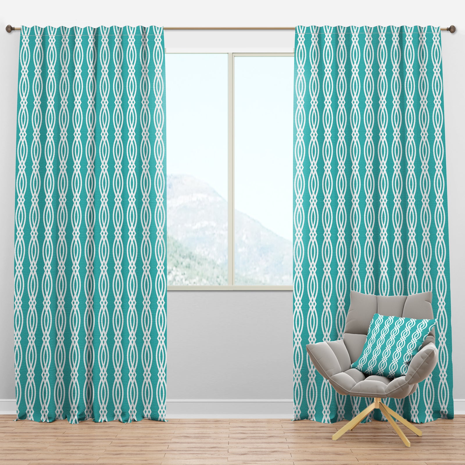 Retro Pattern Abstract Design VII - Mid-Century Modern Curtain Panels