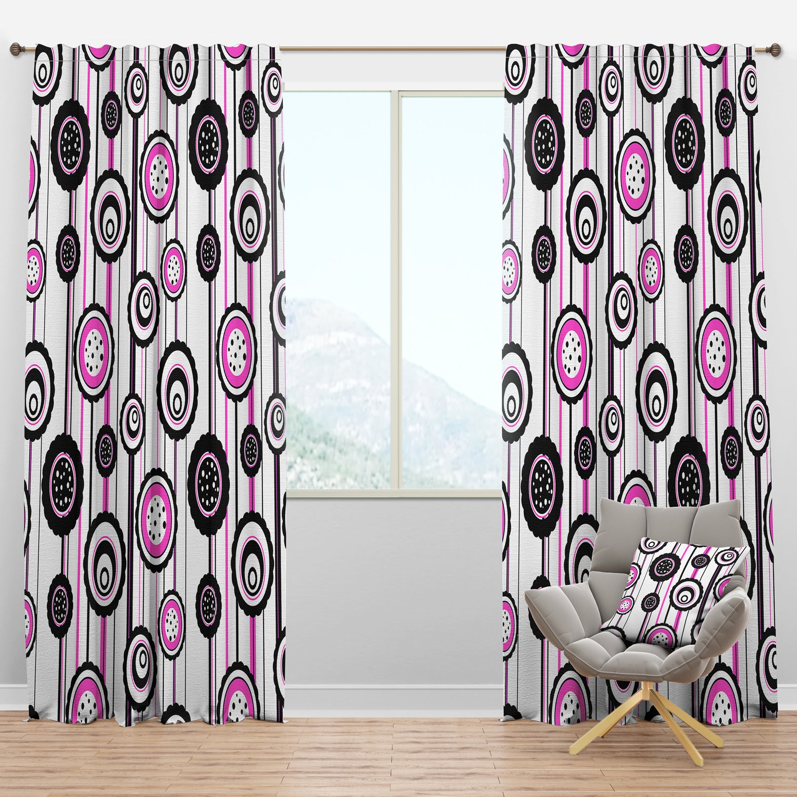 Circular Retro Pattern I - Mid-Century Modern Curtain Panels