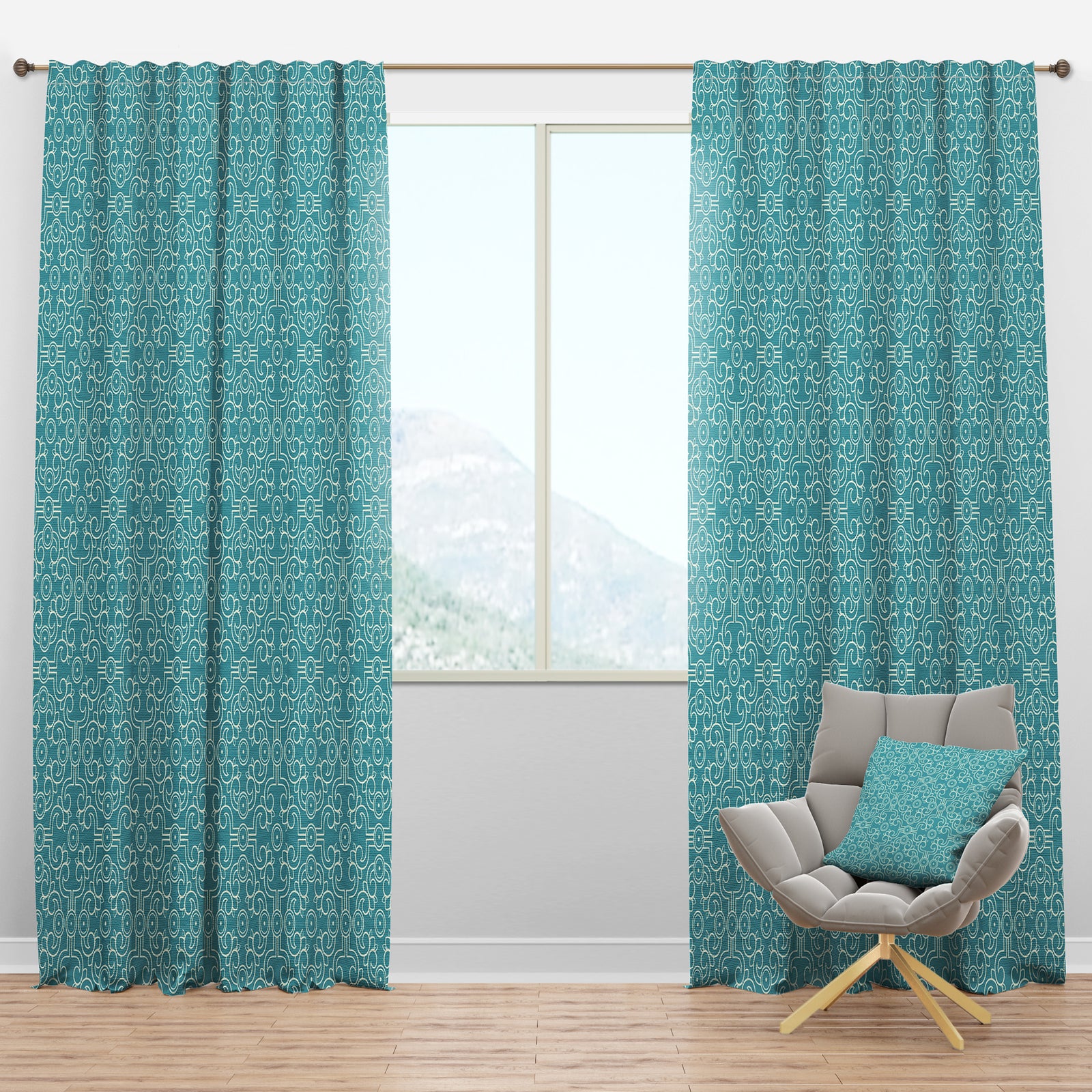 Retro Abstract Pattern Design III - Mid-Century Modern Curtain Panels