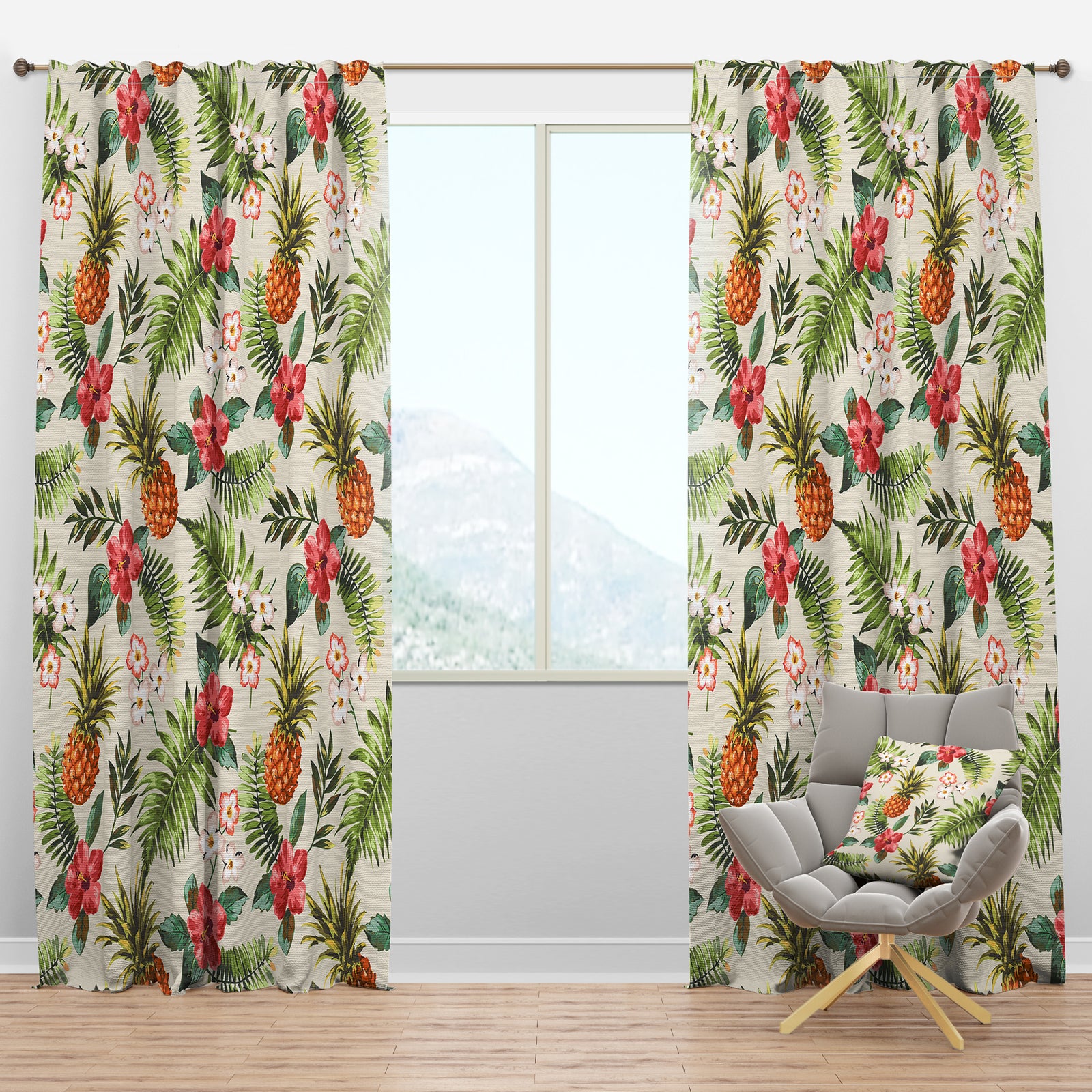 Pineapple Summer Bliss IV - Mid-Century Modern Curtain Panels