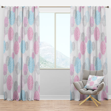 Circular Abstract Retro Geometric III - Mid-Century Modern Curtain Panels