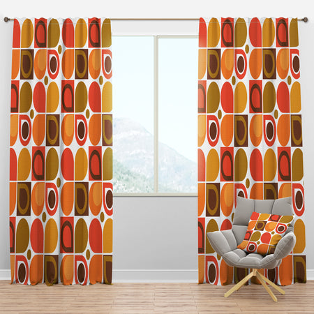 Abstract Retro Geometric Pattern VI - Mid-Century Modern Curtain Panels