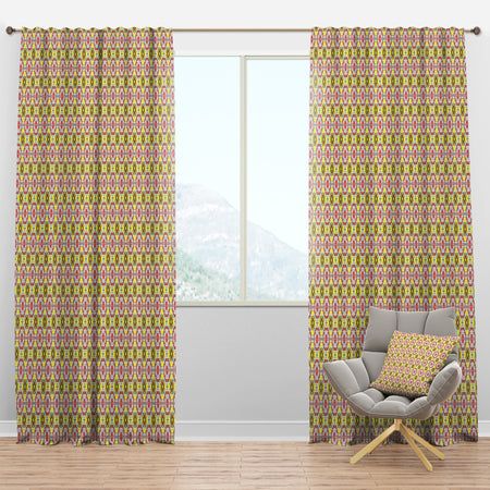 Retro Ethnic Abstract Kaleidoscope Design - Mid-Century Modern Curtain Panels
