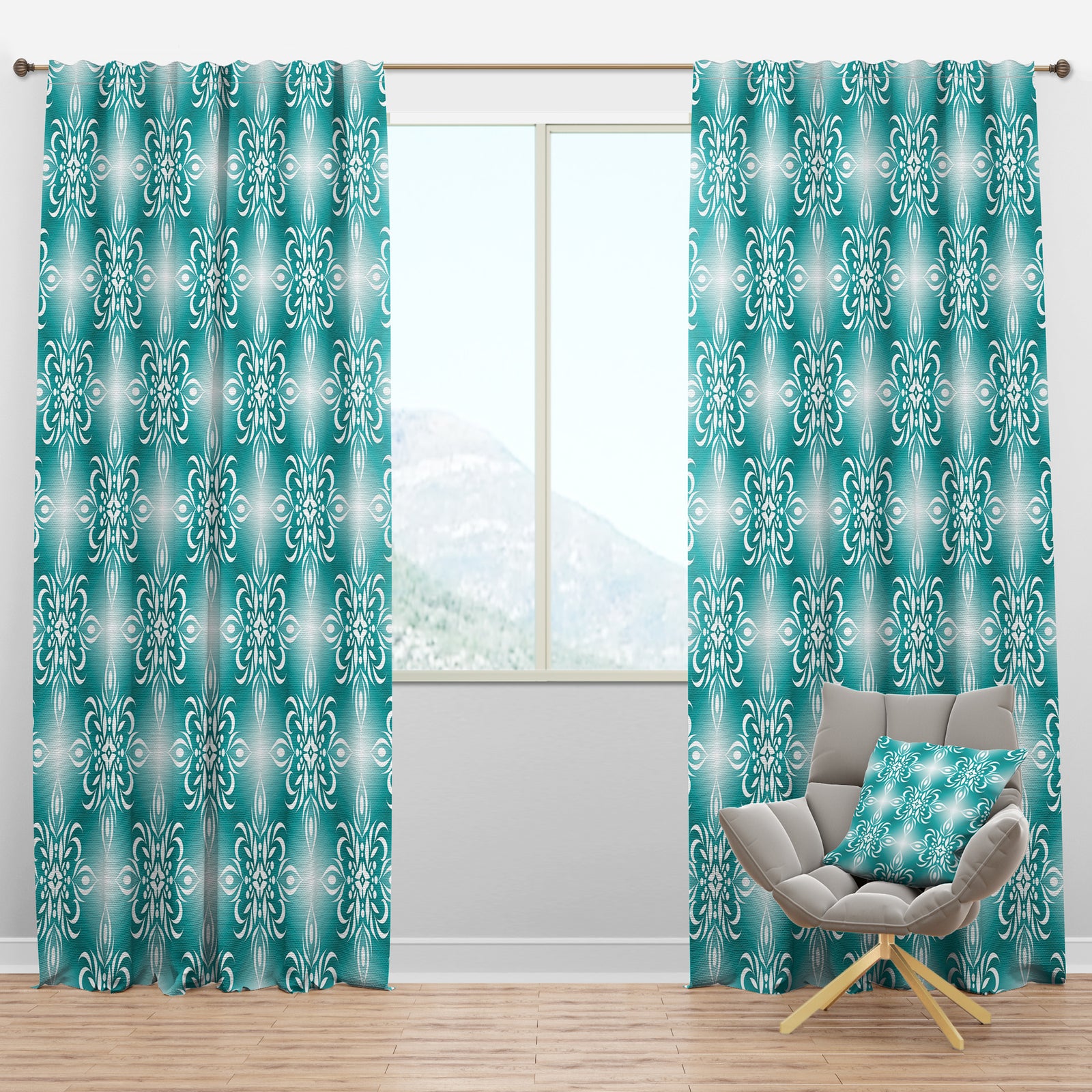 Retro Turquoise Pattern - Mid-Century Modern Curtain Panels