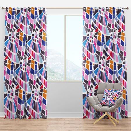 Abstract Retro Geometric Pattern I - Mid-Century Modern Curtain Panels