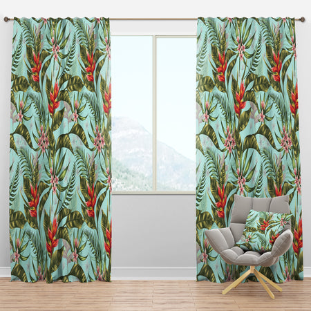 Tropical Foliage II - Mid-Century Modern Curtain Panels