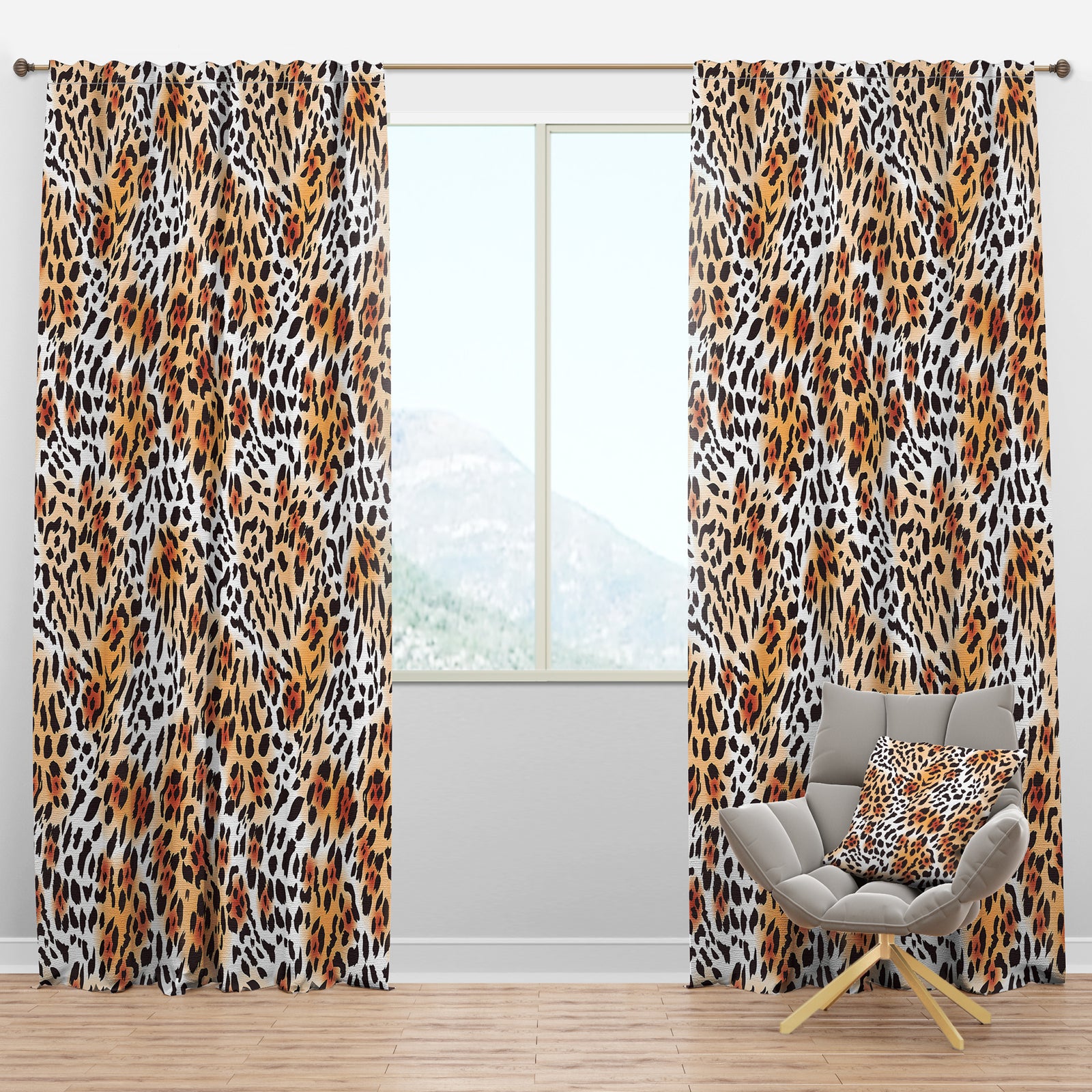 Leopard Fur Safari II - Mid-Century Modern Curtain Panels