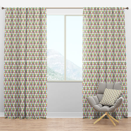 Retro Geometric Design VIII - Mid-Century Modern Curtain Panels