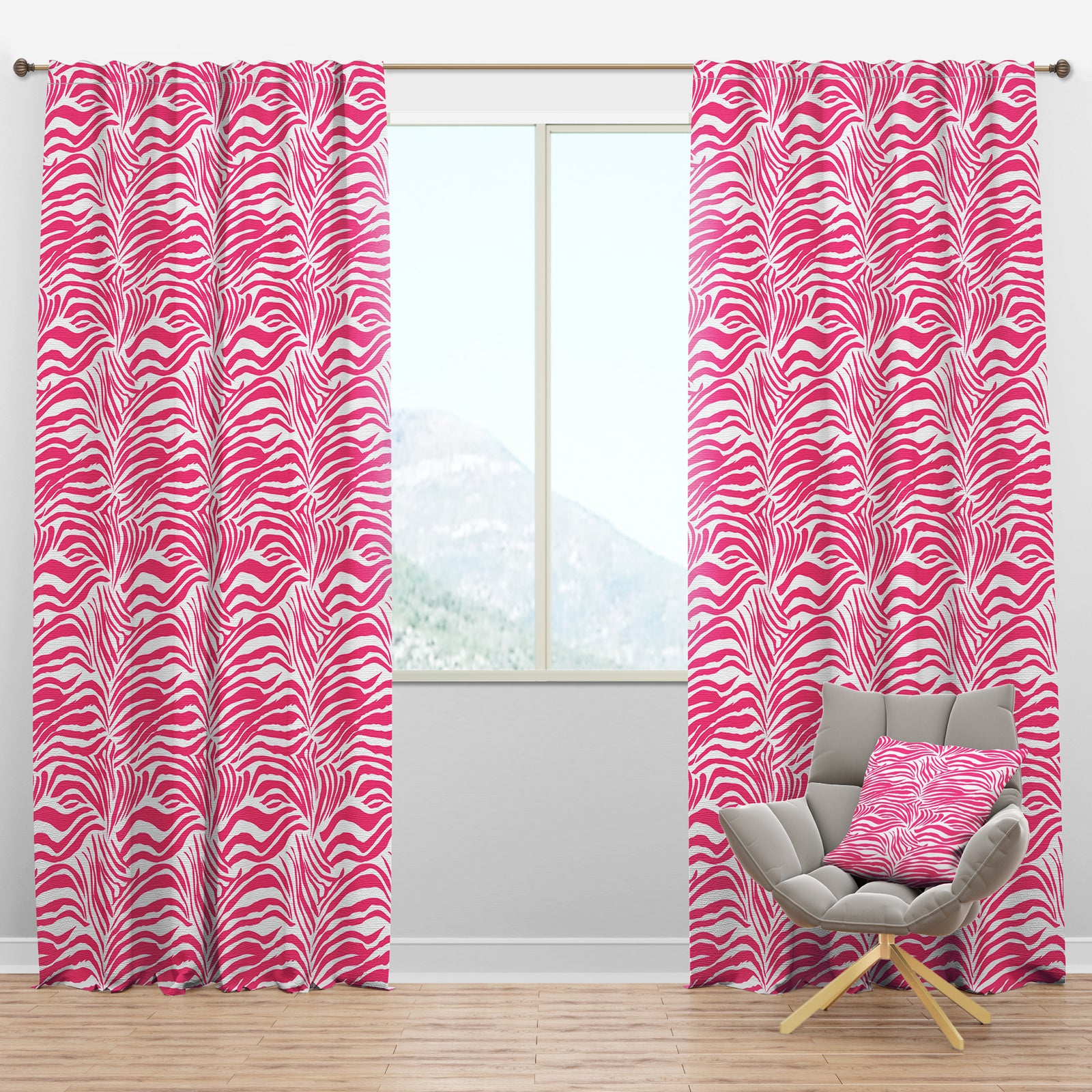 Glamour Zebra Animal Pattern - Mid-Century Modern Curtain Panels