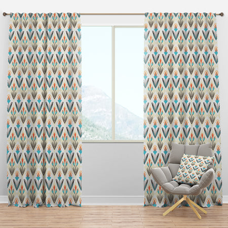 Pattern with floral ornament - Mid-Century Modern Curtain Panels