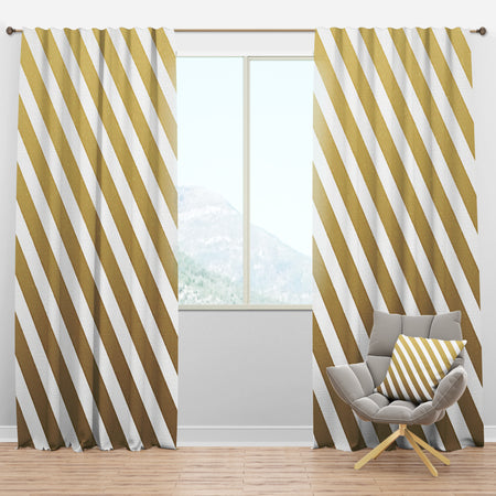 Gold Diagonal - Mid-Century Modern Curtain Panels