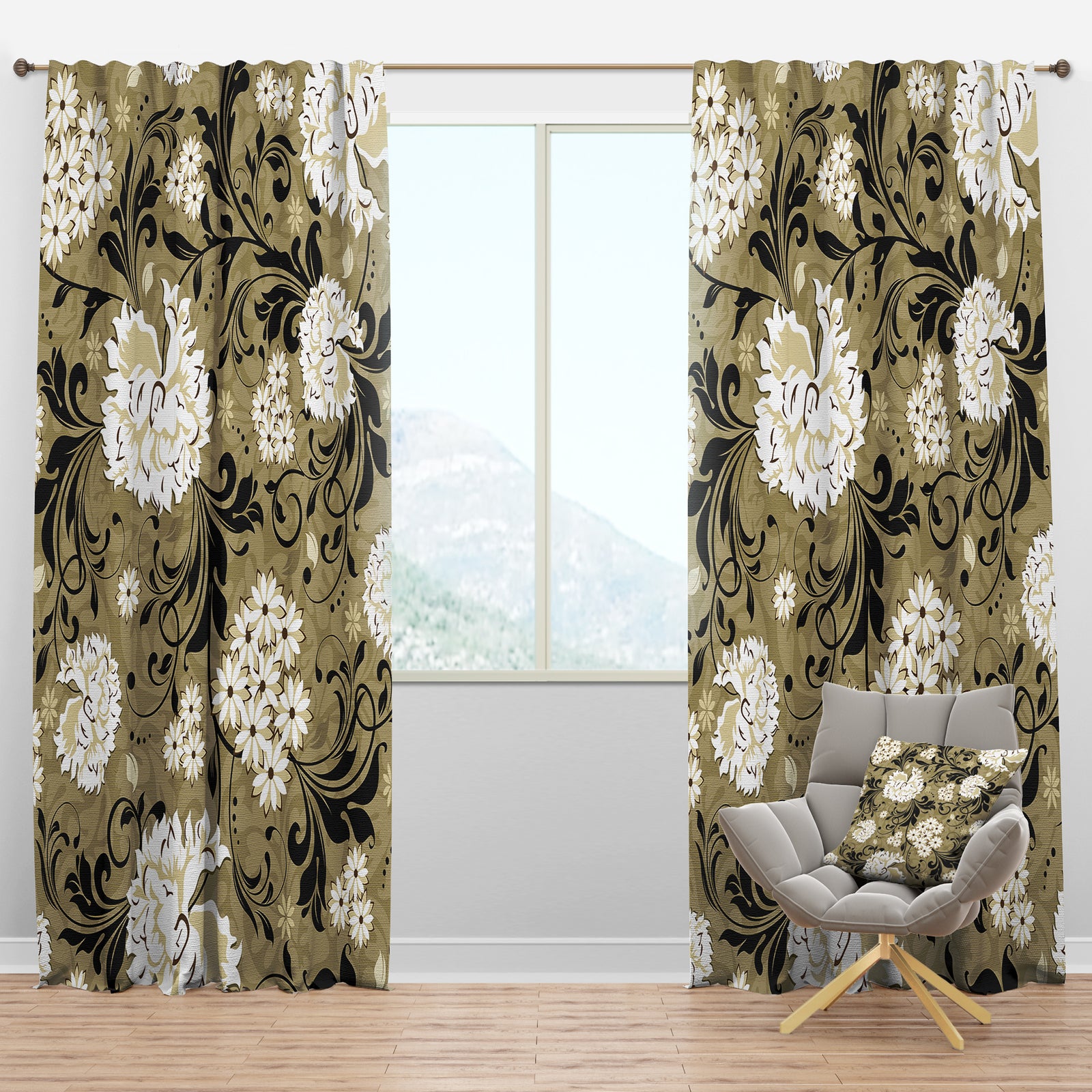 Retro Abstract Florals - Mid-Century Modern Curtain Panels