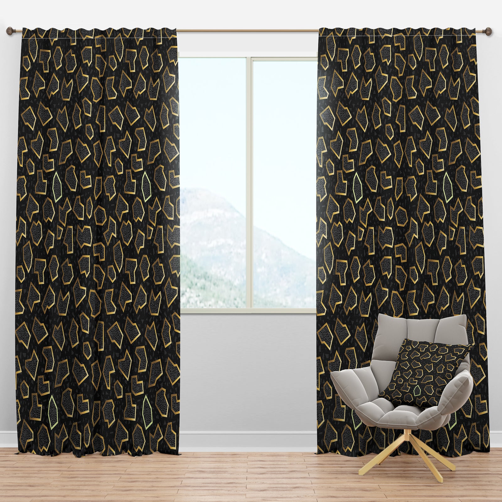Gold Retro 80s - Mid-Century Modern Curtain Panels