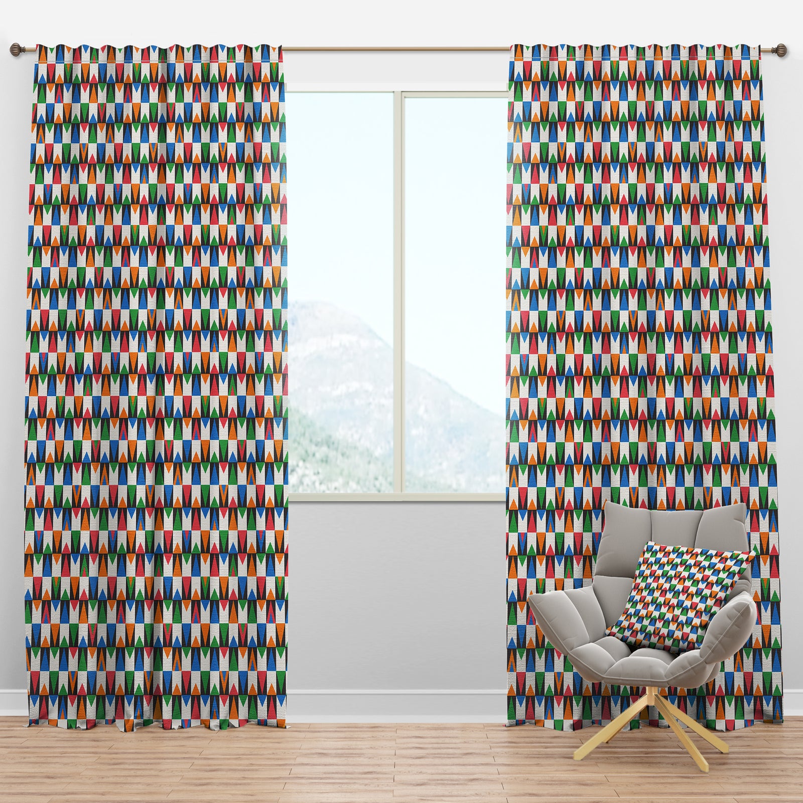 Retro Ornamental Design II - Mid-Century Modern Curtain Panels
