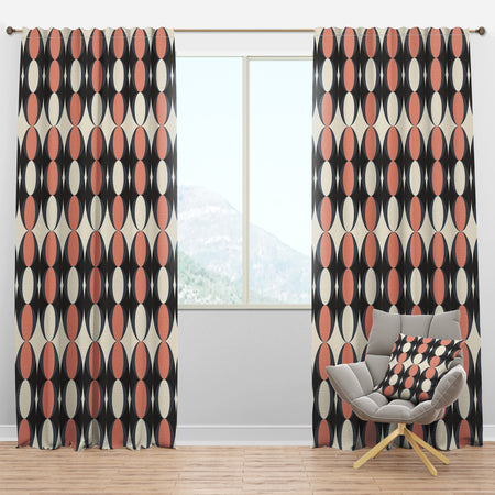 Retro Circular Pattern II - Mid-Century Modern Curtain Panels