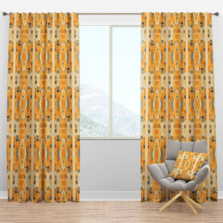 Retro Geometrical Abstract II - Mid-Century Modern Curtain Panels