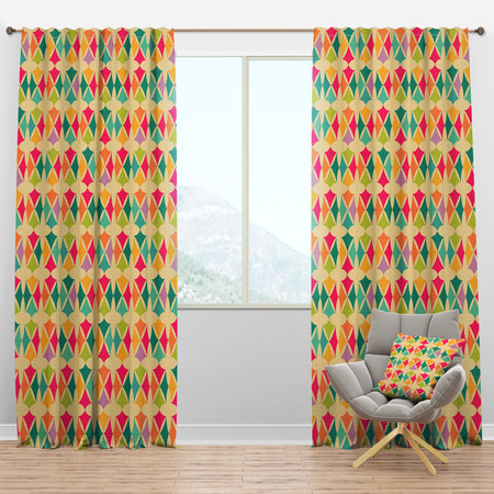 Abstract Retro Geometric Pattern III - Mid-Century Modern Curtain Panels