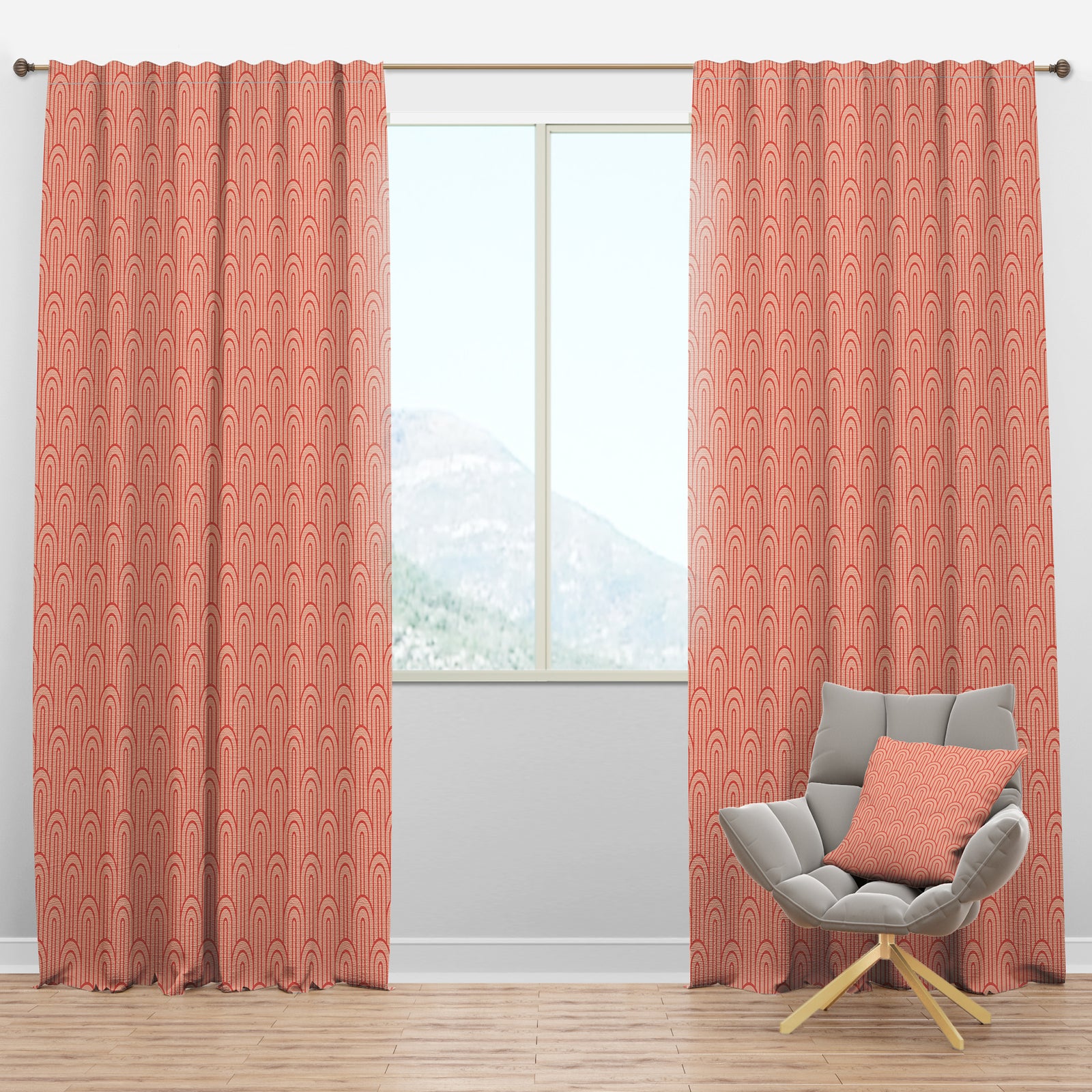 Retro Art Deco Waves II - Mid-Century Modern Curtain Panels