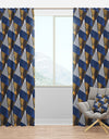 Retro Luxury Waves In Gold And Blue V - Mid-Century Modern Curtain Panels