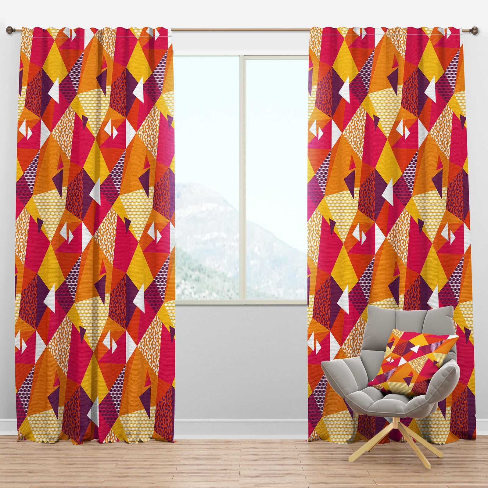 Abstract Geometric Retro III - Mid-Century Modern Curtain Panels