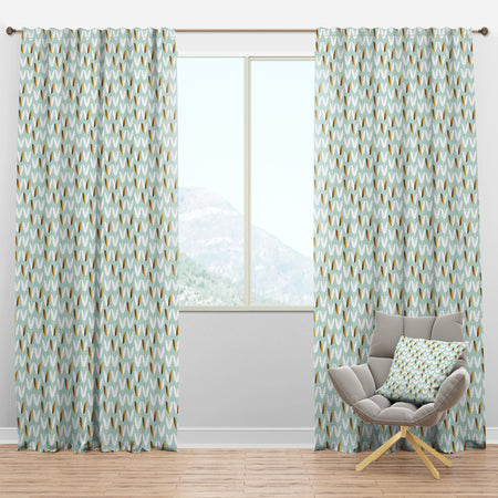 Golden Foliage X - Mid-Century Modern Curtain Panels