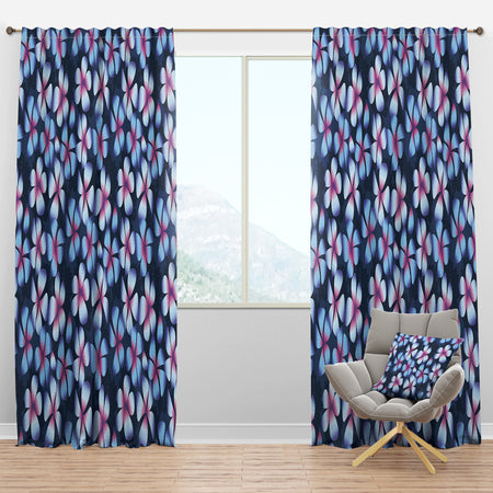Retro Frangipani Flowers - Mid-Century Modern Curtain Panels