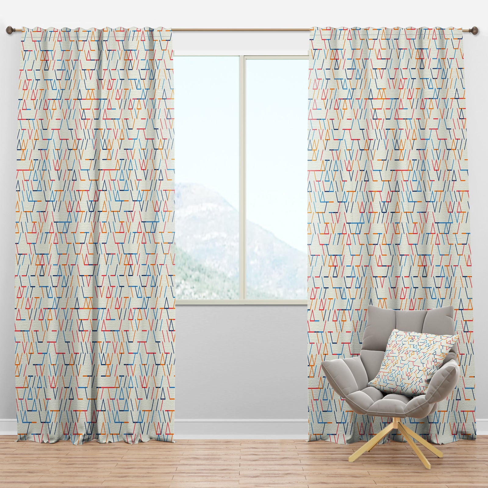 Abstract geometric pattern - Mid-Century Modern Curtain Panels