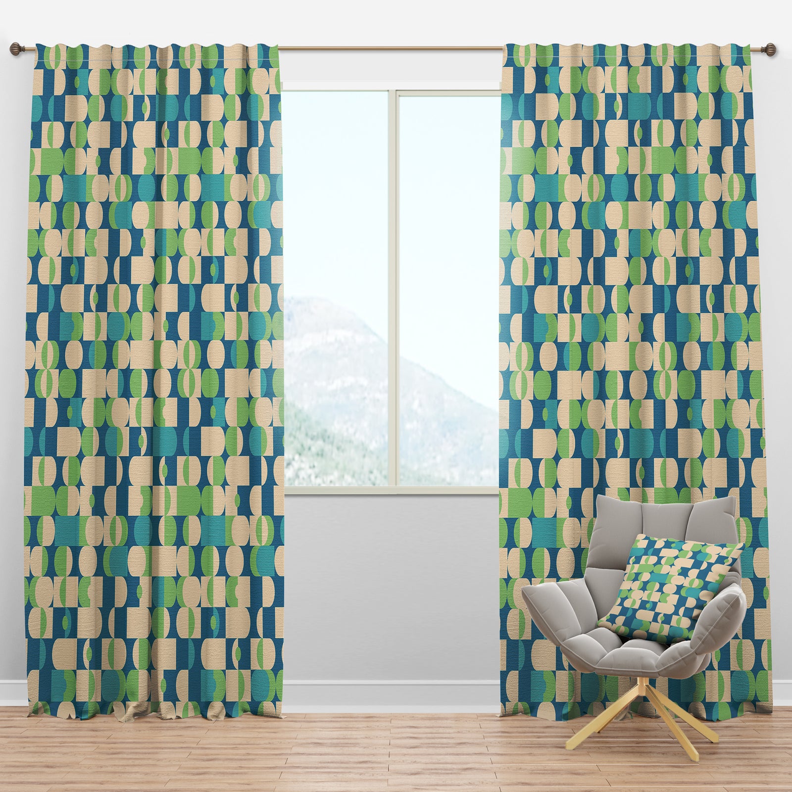 Retro Abstract Pattern I - Mid-Century Modern Curtain Panels
