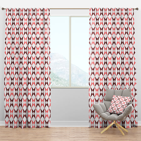Retro Grid Pattern I - Mid-Century Modern Curtain Panels