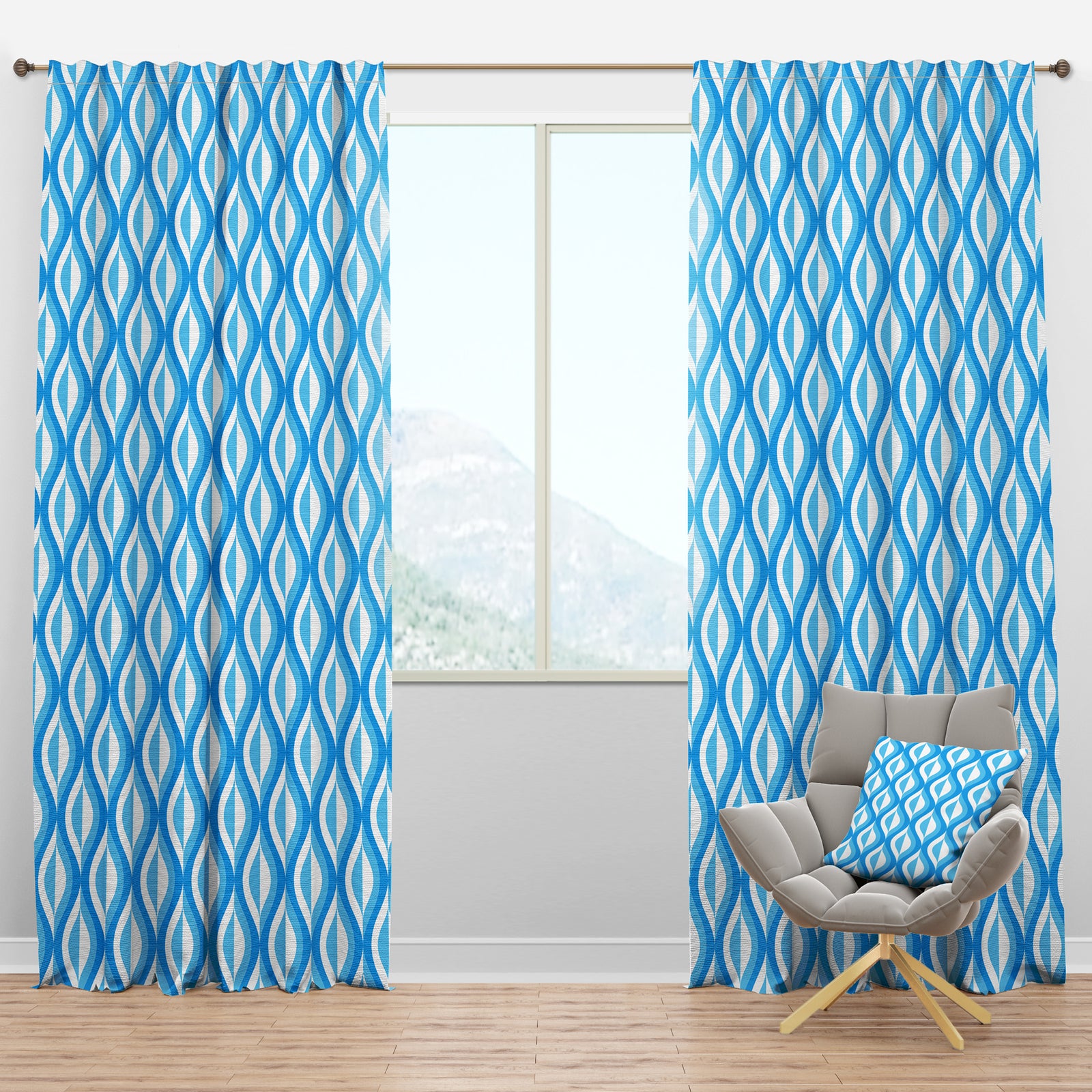 Retro Pattern Abstract Design VI - Mid-Century Modern Curtain Panels