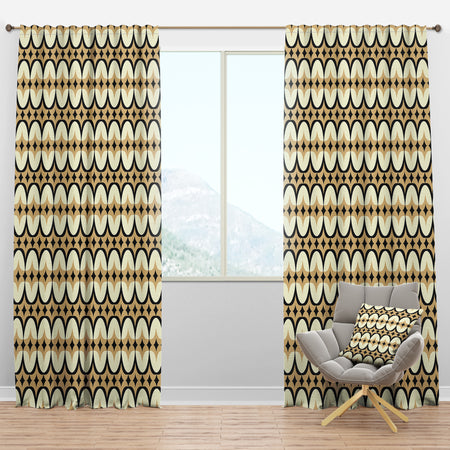 Abstract Retro Geometrical Design VII - Mid-Century Modern Curtain Panels
