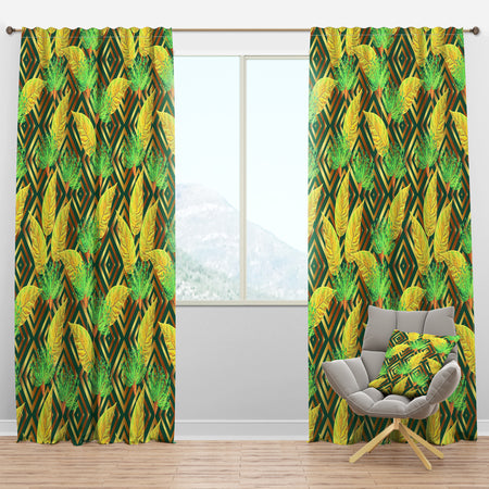 Tropical Gold Luxury Pattern II - Mid-Century Modern Curtain Panels