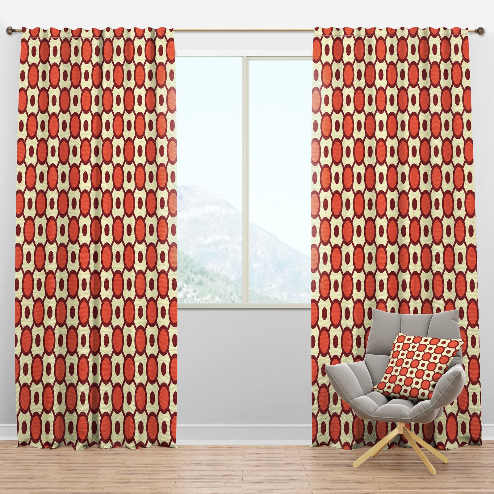 Abstract Retro Geometrical Design IX - Mid-Century Modern Curtain Panels
