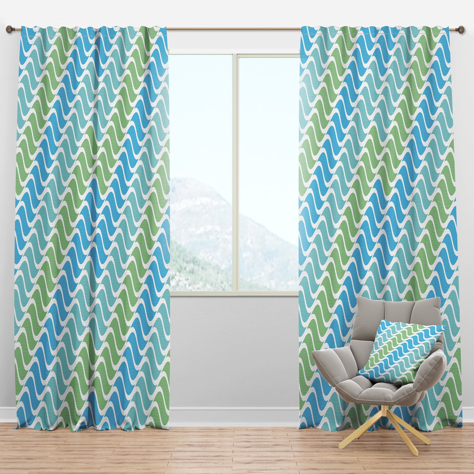 Abstract Design Retro Pattern II - Mid-Century Modern Curtain Panels